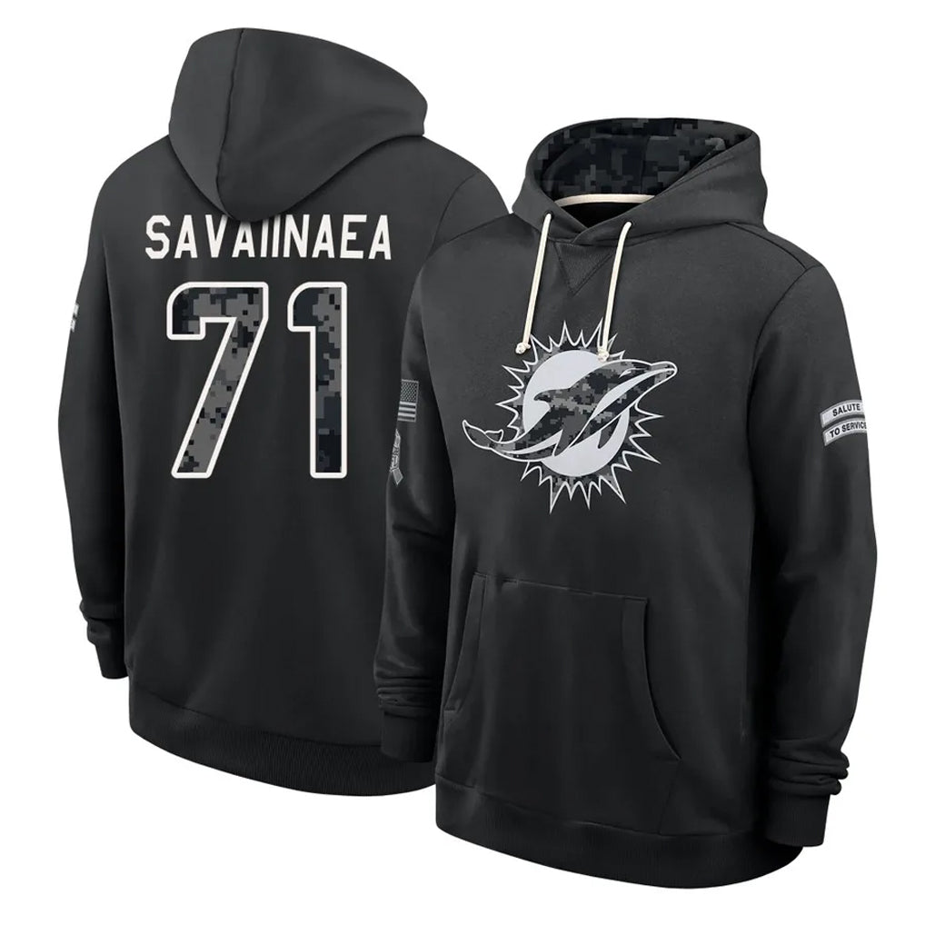 M.Dolphins #72 Jonah Savaiinaea Player 2026 Black Logo Pullover Hoodies Limited Game Ddoa Stitched Jerseys