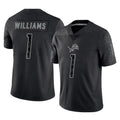 D.Lions #1 Jameson Williams Player Black Reflective Limited Home Game Ddoa Stitched Jerseys