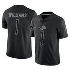 D.Lions #1 Jameson Williams Player Black Reflective Limited Home Game Ddoa Stitched Jerseys