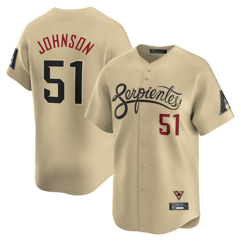 A.Diamondbacks #51 Randy Johnson Player Tan City Connect Limited Home Game Ddoa Stitched Jerseys