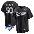 LA.Dodgers #50 Mookie Betts Player Black World Series Carbon Limited Game Ddoa Stitched Jerseys
