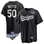 LA.Dodgers #50 Mookie Betts Player Black World Series Carbon Limited Game Ddoa Stitched Jerseys