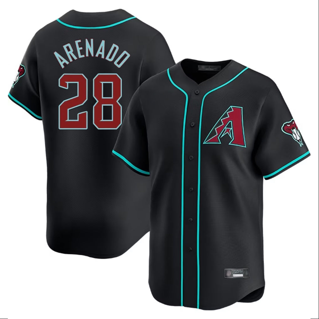 A.Diamondbacks #28 Nolan Arenado Player Black Limited Home Game Ddoa Stitched Jerseys
