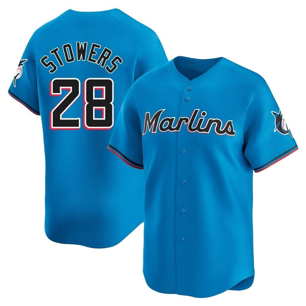 M.Marlins #28 Kyle Stowers Player Blue Home Limited Ddoa Stitched Jerseys