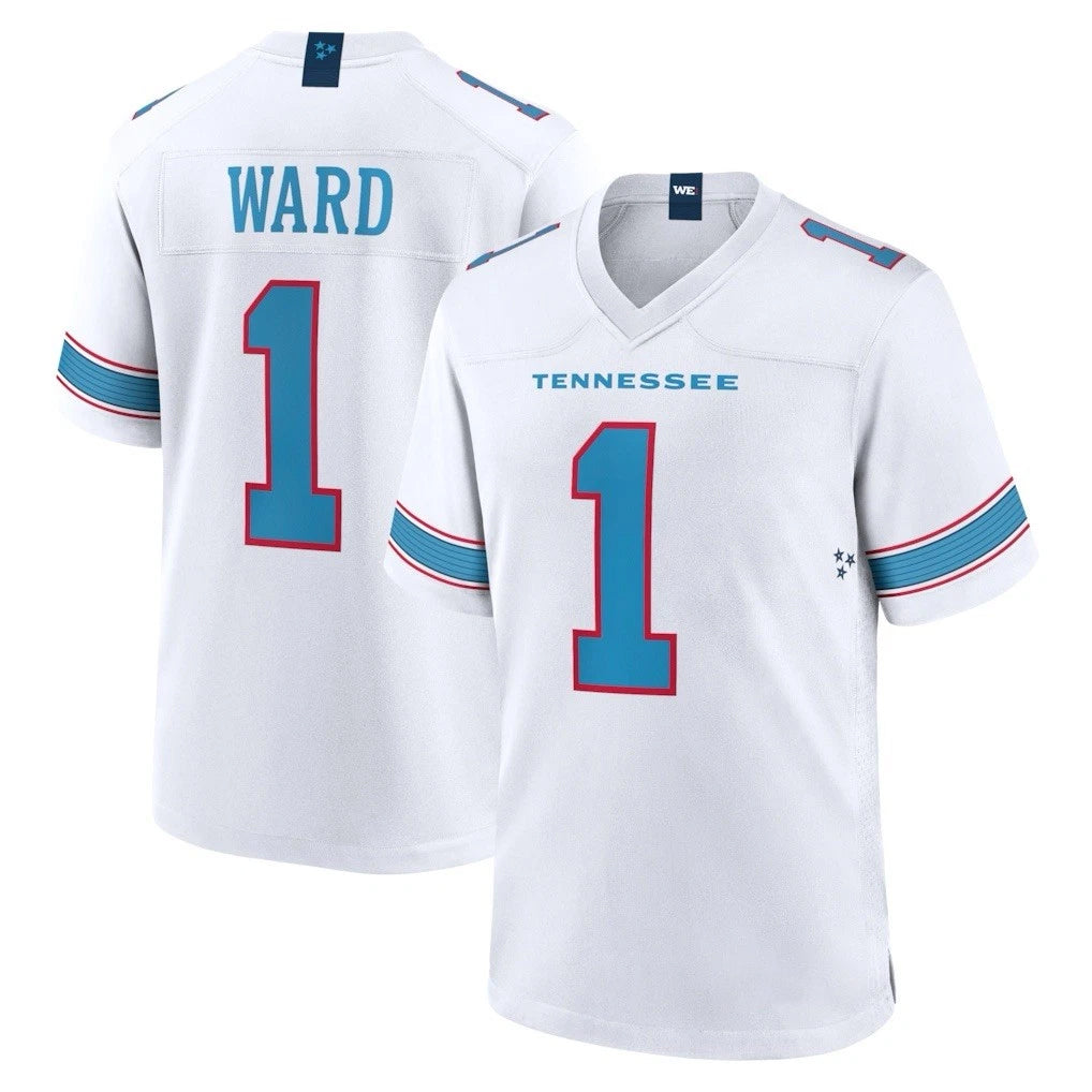 T.Titans #1 Cam Ward Player White 2026 Game Home Ddoa Stitched Jerseys