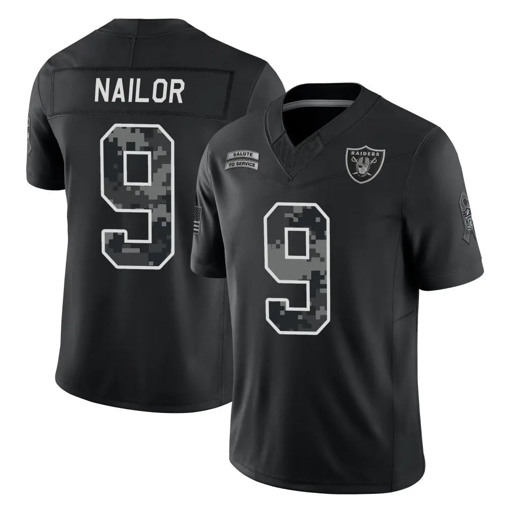 LV.Raiders #9 Jalen Nailor Player Black Limited 2026 Salute to Service Home Game Stitched Jerseys