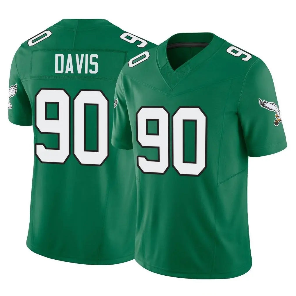 P.Eagles #90 Jordan Davis Player Green Kelly Alternate Vapor F.U.S.E. Home Game Ddoa Stitched Jerseys