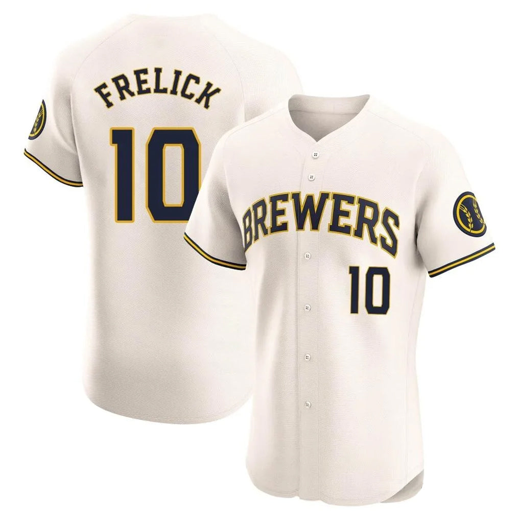 M.Brewers #10 Sal Frelick Player Cream Home Limited Elite Ddoa Stitched Jerseys