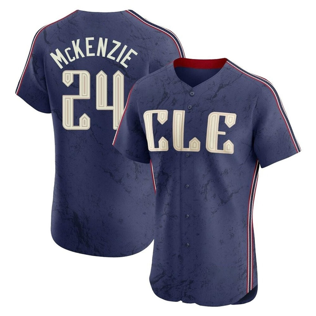 C.Guardians #24 Triston McKenzie Player Navy City Connect Limited Elite Home Ddoa Stitched Jerseys