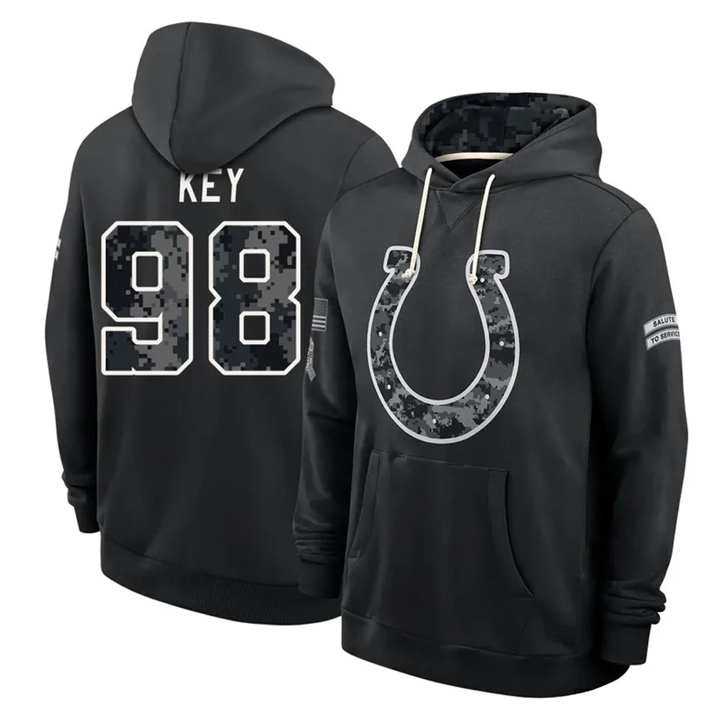 IN.Colts #98 Arden Key Player 2026 Black Logo Pullover Hoodies Limited Game Ddoa Stitched Jerseys