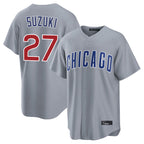 C.Cubs #27 Seiya Suzuki Player Gray Home Game Ddoa Stitched Jerseys