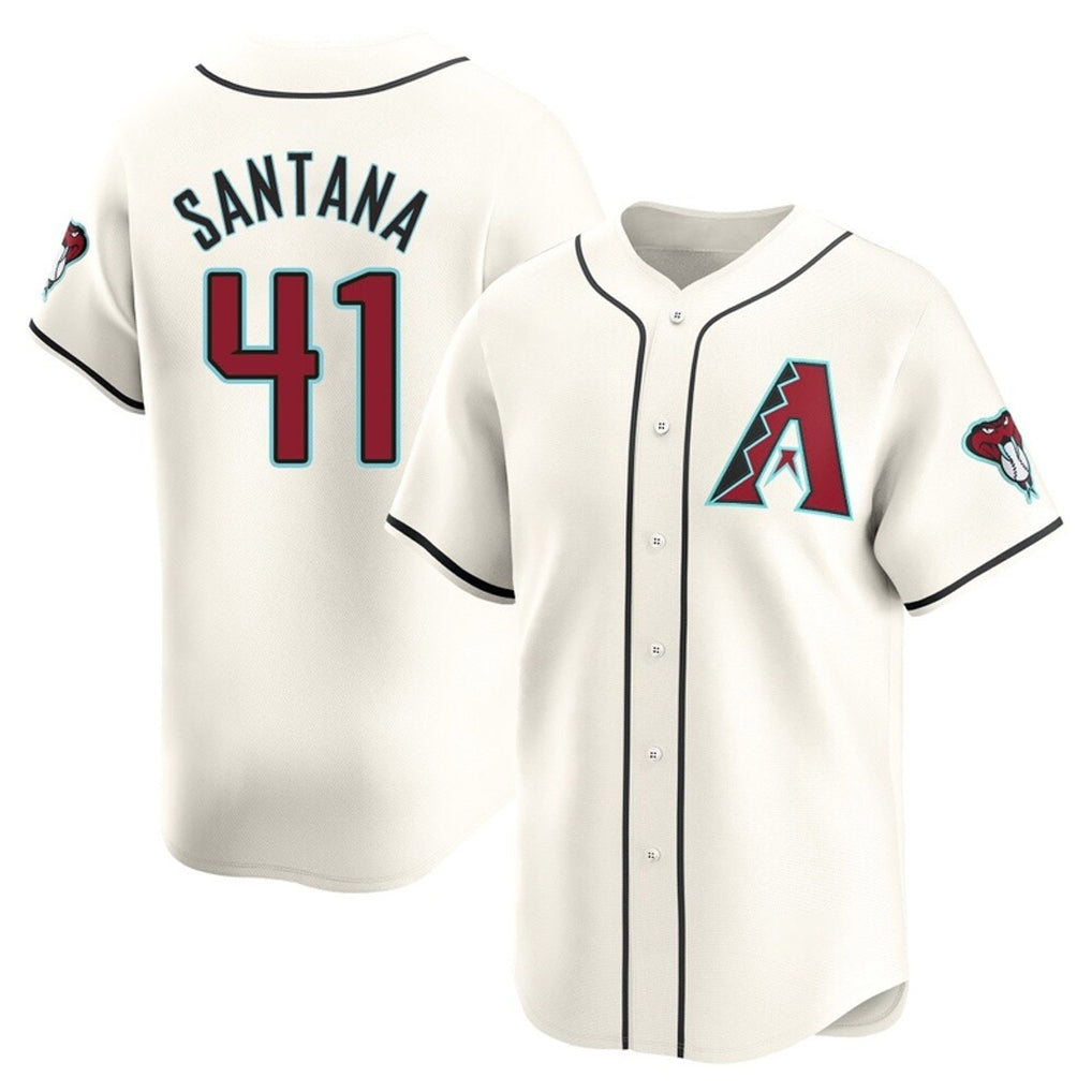 A.Diamondbacks #41 Carlos Santana Player Cream Limited Home Game Ddoa Stitched Jerseys