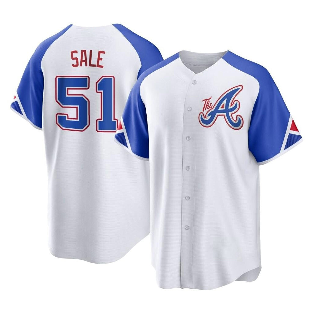 A.Braves #51 Chris Sale Player White City Connect Home Game Ddoa Stitched Jerseys