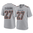 D.Broncos #27 J.K. Dobbins Player Gray Atmosphere Fashion Limited Game Ddoa Stitched Jerseys