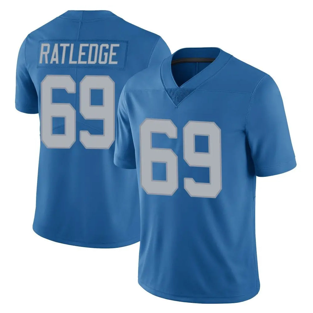 D.Lions #69 Tate Ratledge Player Blue Limited Throwback Vapor Untouchable Ddoa Stitched Jerseys