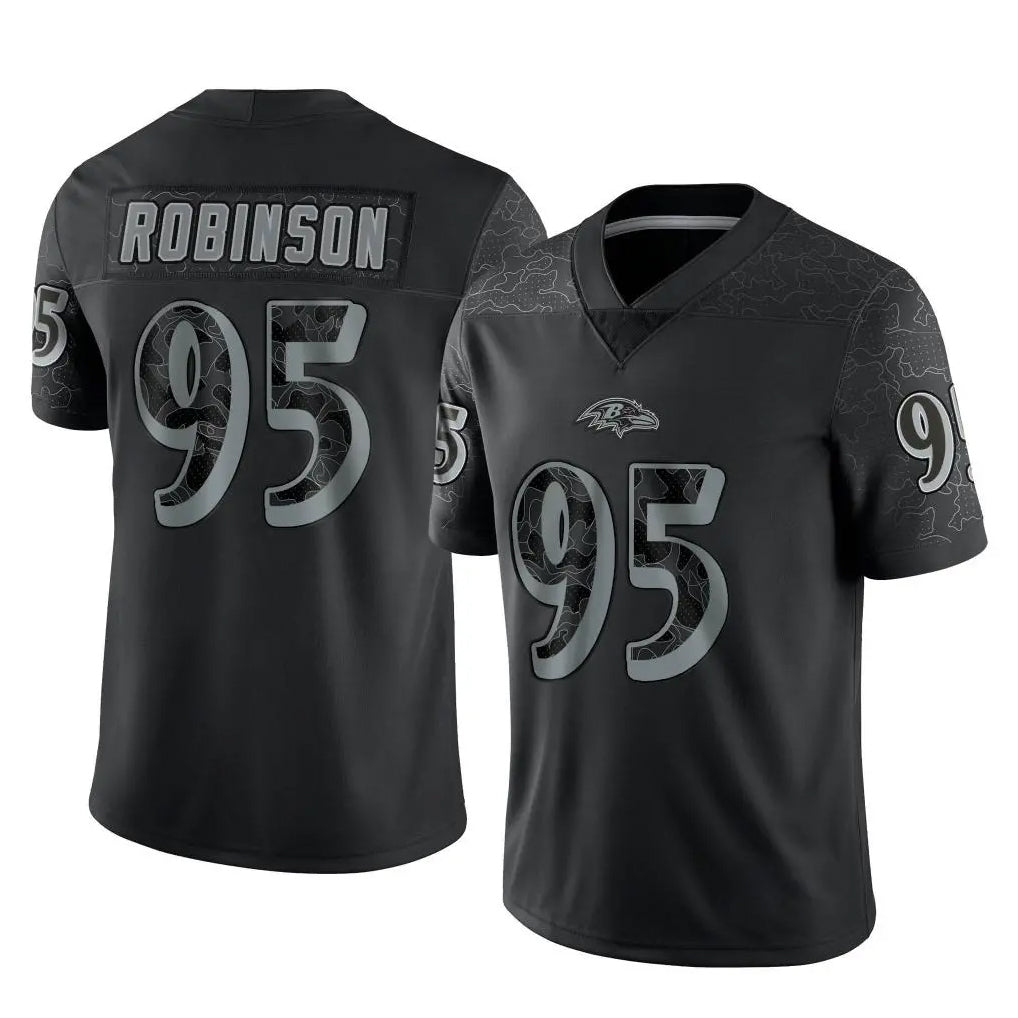 B.Ravens #95 Tavius Robinson Player Black REFLECTIVE Limited Ddoa Stitched Jerseys