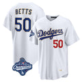 LA.Dodgers #50 Mookie Betts Player Gold White World Series Meet Collection Limited Home Ddoa Stitched Jerseys