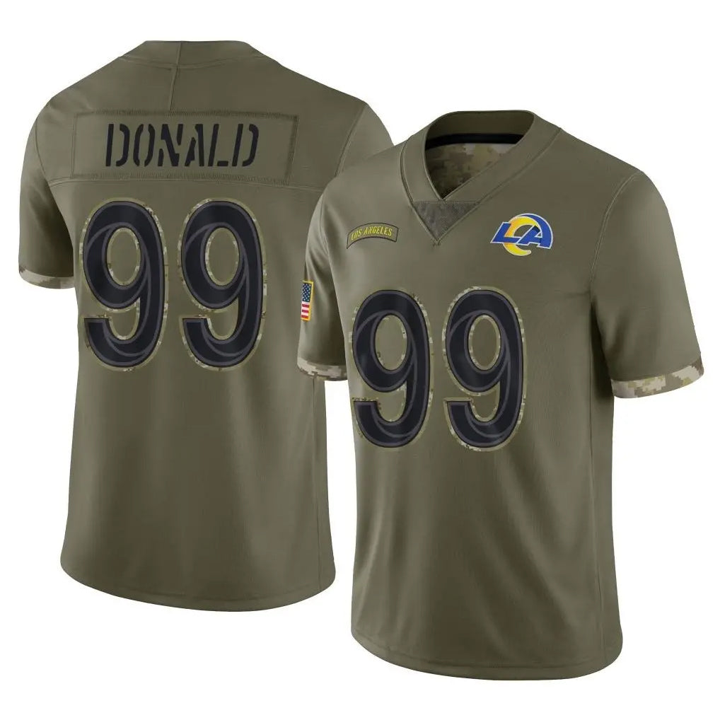LA.Rams #99 Aaron Donald Player Olive Salute To Service Limited Ddoa Stitched Jerseys