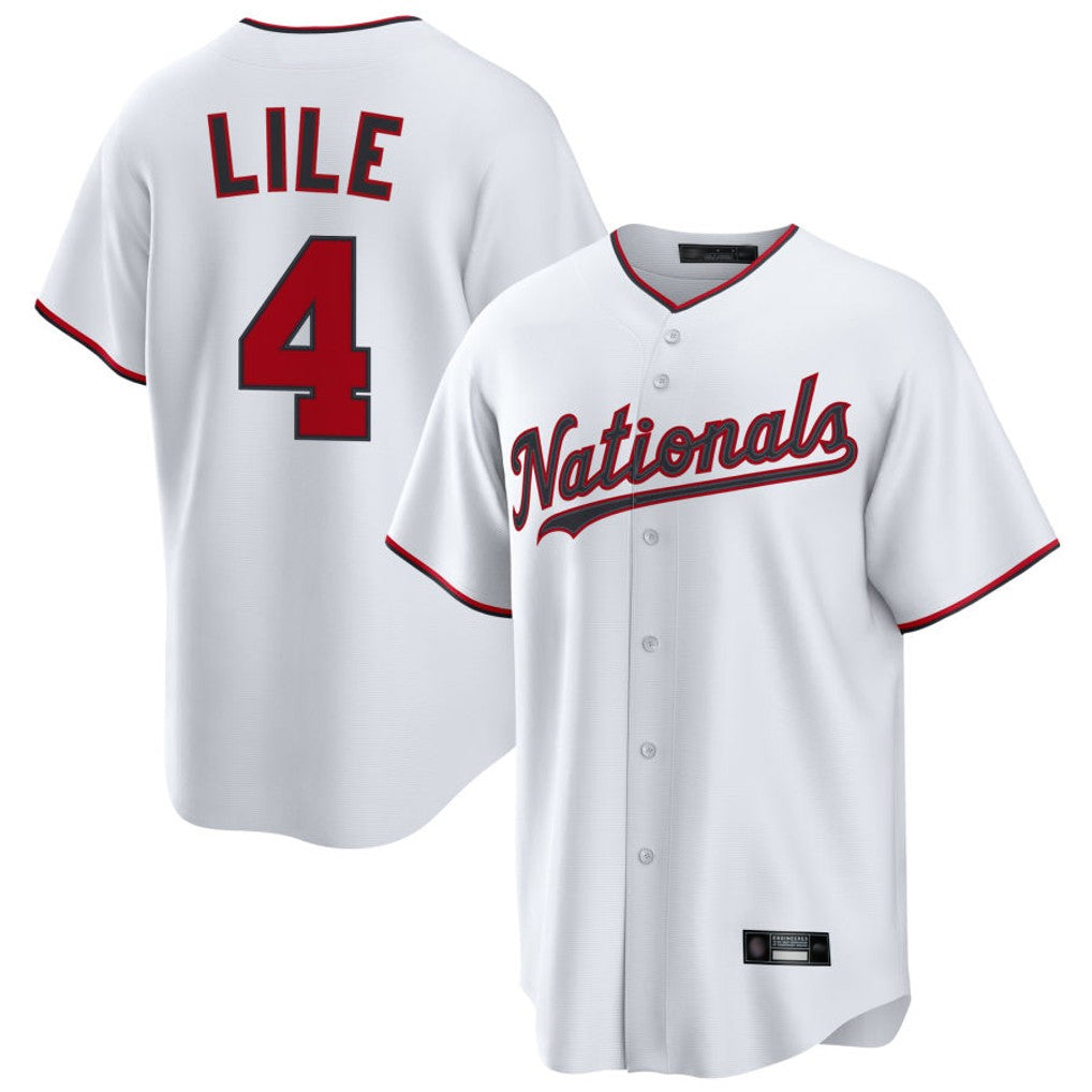 W.Nationals #4 Daylen Lile Player White Replica Game Ddoa Stitched Jerseys