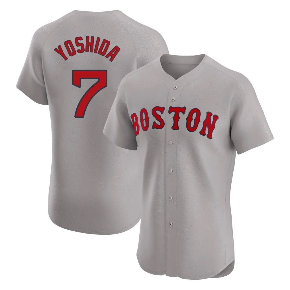 B.Red Sox #7 Masataka Yoshida Player Gray Road Limited Elite Home Game Ddoa Stitched Jerseys
