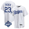 LA.Dodgers #23 Kyle Tucker Player White World Series Meet Game Home Ddoa Stitched Jerseys