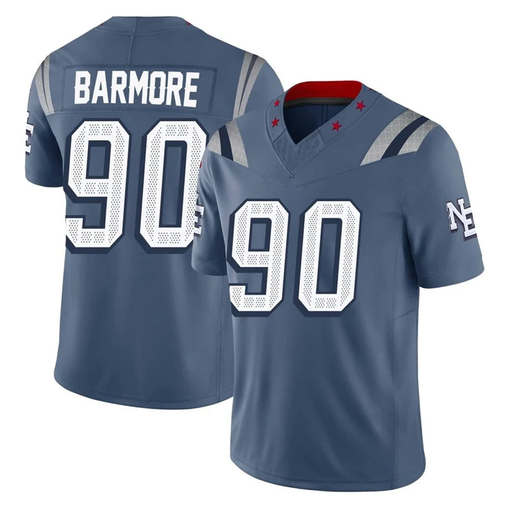 NE.Patriots #90 Christian Barmore Player Blue Limited Rivalries Collection Home Game Ddoa Stitched Jerseys