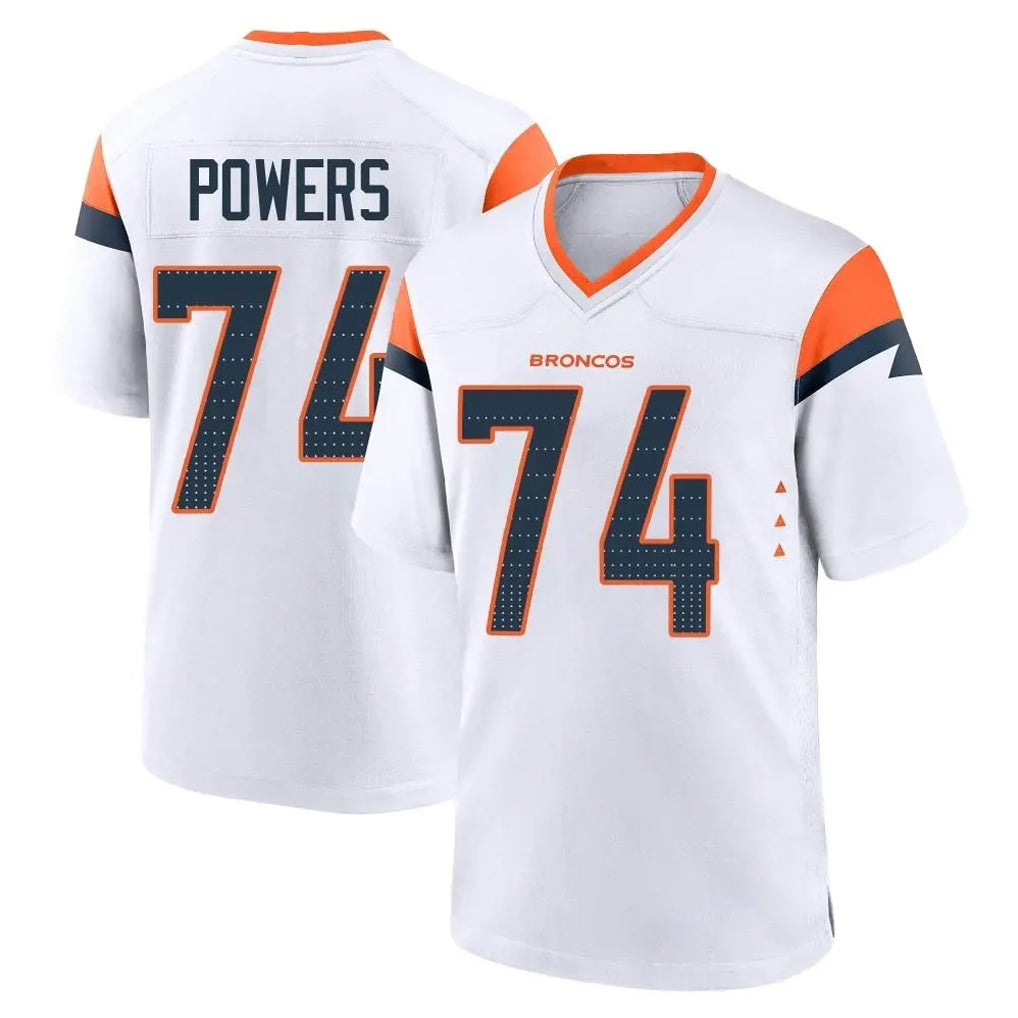 D.Broncos #74 Ben Powers Player White Home Game Ddoa Stitched Jerseys