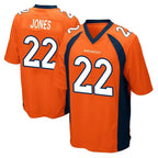 D.Broncos #22 Brandon Jones Player Orange Color Home Game Ddoa Stitched Jerseys