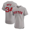 B.Red Sox #34 David Ortiz Player Gray Road Limited Elite Home Game Ddoa Stitched Jerseys