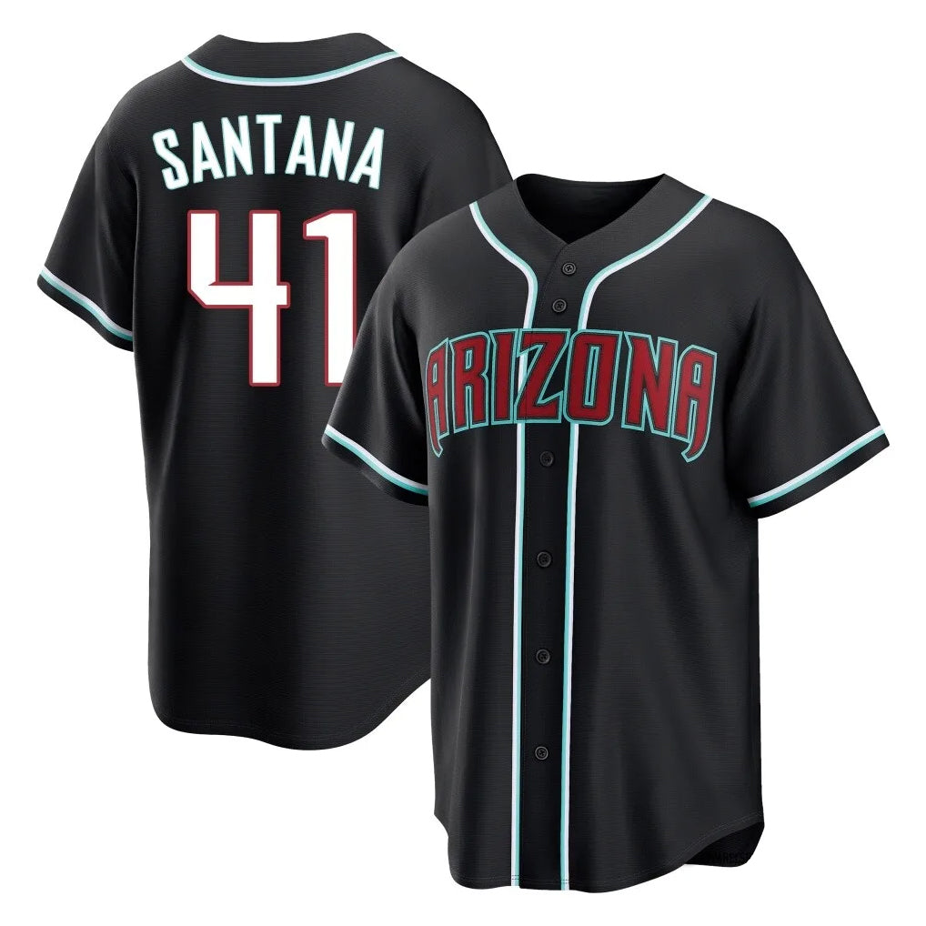 A.Diamondbacks #41 Carlos Santana Player Black Home Game Ddoa Stitched Jerseys