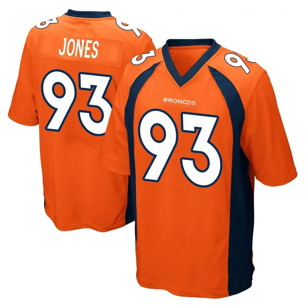 D.Broncos #93 D.J. Jones Player Orange Color Home Game Ddoa Stitched Jerseys