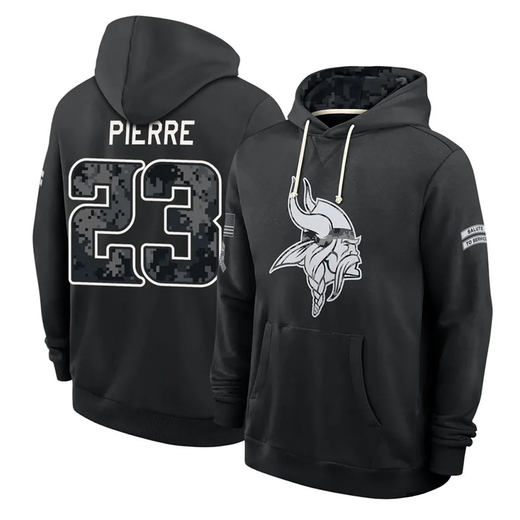 MN.Vikings #23 James Pierre Player 2026 Black Logo Pullover Hoodies Limited Game Ddoa Stitched Jerseys