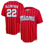 M.Marlins #22 Sandy Alcantara Player Red City Connect Home Game Ddoa Stitched Jerseys