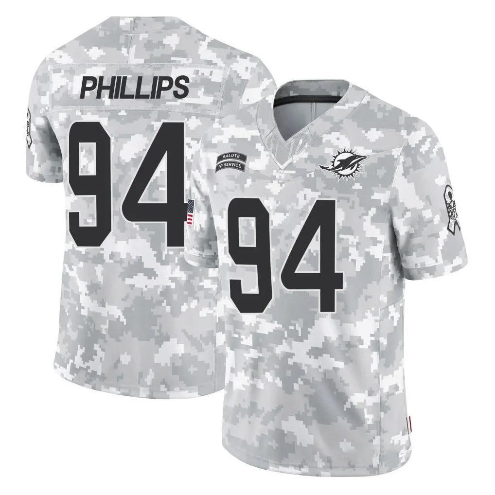 M.Dolphins #94 Jordan Phillips Player Arctic Camo Salute To Service Limited Game Ddoa Stitched Jerseys