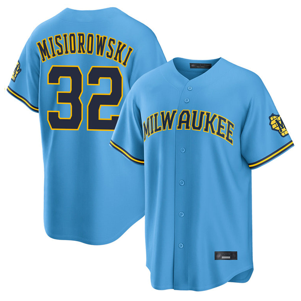 M.Brewers #32 Jacob Misiorowski Player Light Blue Road Stadium Game Ddoa Stitched Jerseys