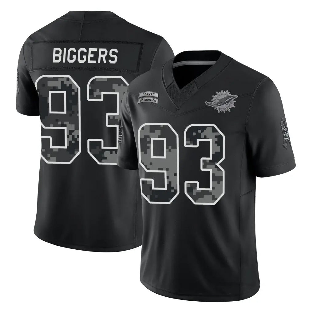 M.Dolphins #93 Zeek Biggers Player Black Limited 2026 Salute to Service Home Game Ddoa Stitched Jerseys