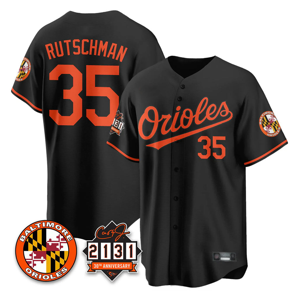 B.Orioles #35 Adley Rutschman Player Black 30th Anniversary of 2131 Home Game Ddoa Stitched Jerseys