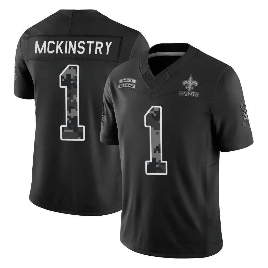 NO.Saints #1 Kool-Aid McKinstry Player Black Limited 2026 Salute to Service Home Game Ddoa Stitched Jerseys