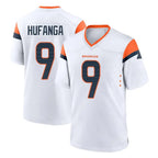 D.Broncos #9 Talanoa Hufanga Player White Home Game Ddoa Stitched Jerseys