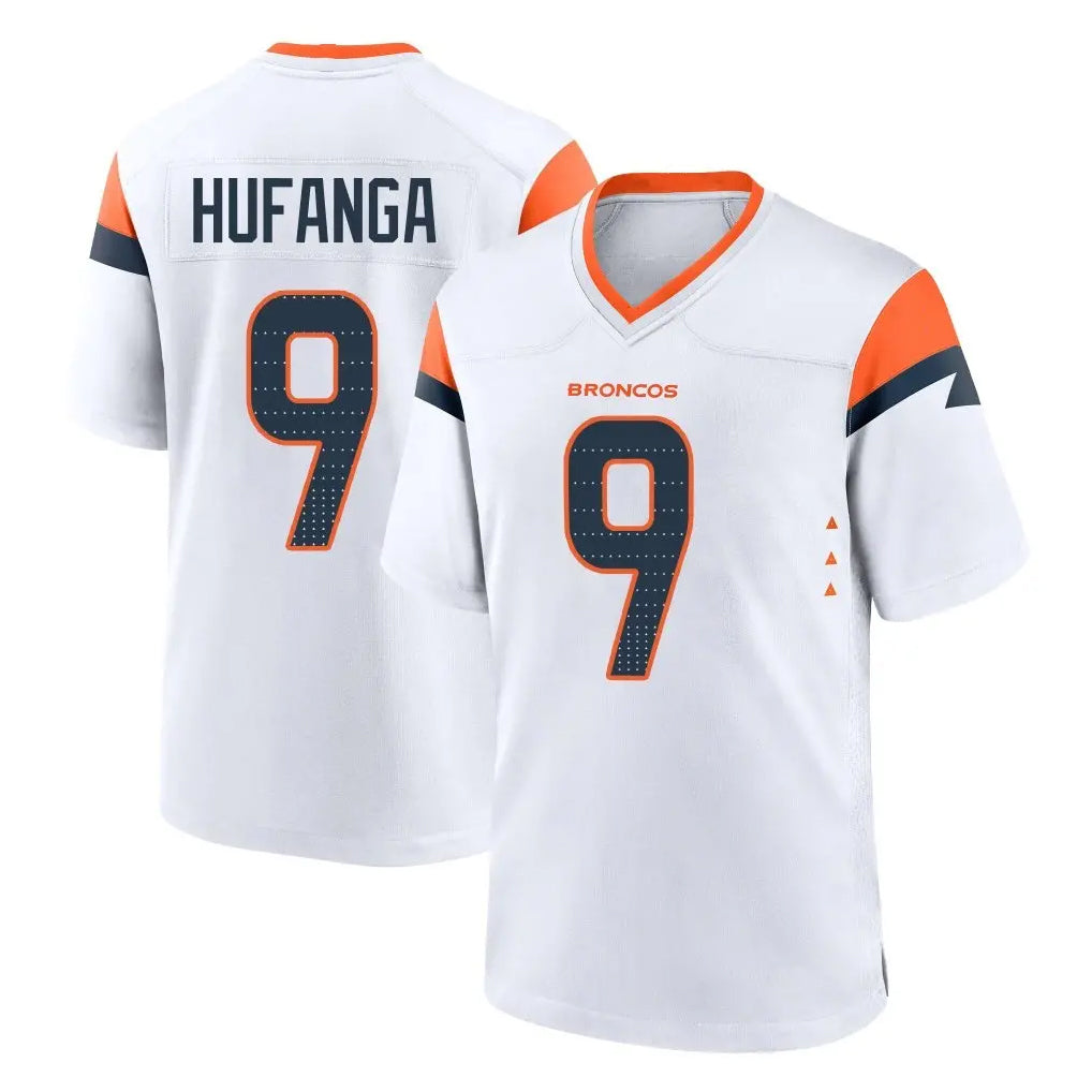 D.Broncos #9 Talanoa Hufanga Player White Home Game Ddoa Stitched Jerseys