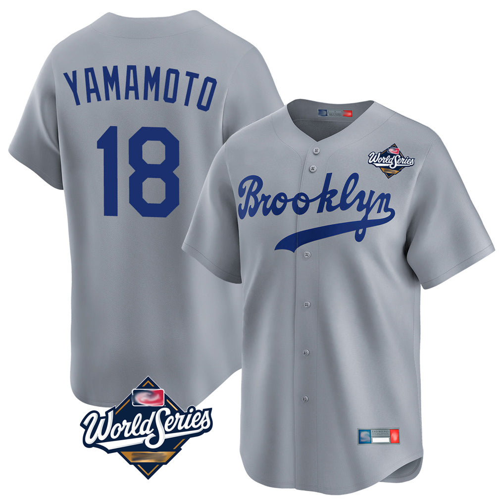 LA.Dodgers #18 Yoshinobu Yamamoto Player Gray World Series Game Limited Home Ddoa Stitched Jerseys