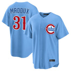 C.Cubs #31 Greg Maddux Player Light Blue Home Game Ddoa Stitched Jerseys