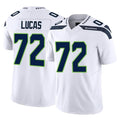 S.Seahawks #72 Abraham Lucas Player White Limited Vapor F.U.S.E. Home Game Ddoa Stitched Jerseys