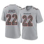 D.Broncos #22 Brandon Jones Player Gray Atmosphere Fashion Limited Game Ddoa Stitched Jerseys