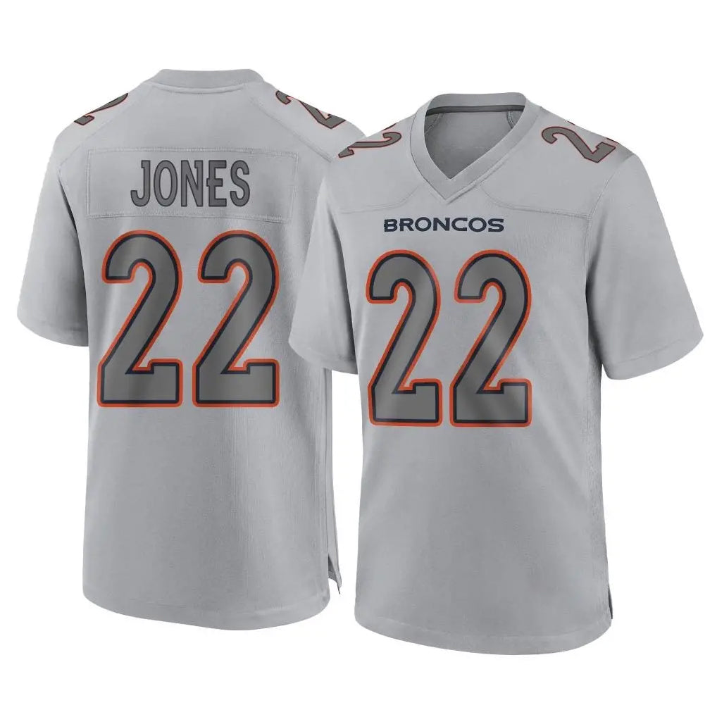 D.Broncos #22 Brandon Jones Player Gray Atmosphere Fashion Limited Game Ddoa Stitched Jerseys