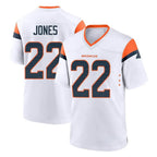 D.Broncos #22 Brandon Jones Player White Home Game Ddoa Stitched Jerseys