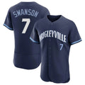 C.Cubs #7 Dansby Swanson Player Navy City Connect Limited Elite Home Ddoa Stitched Jerseys