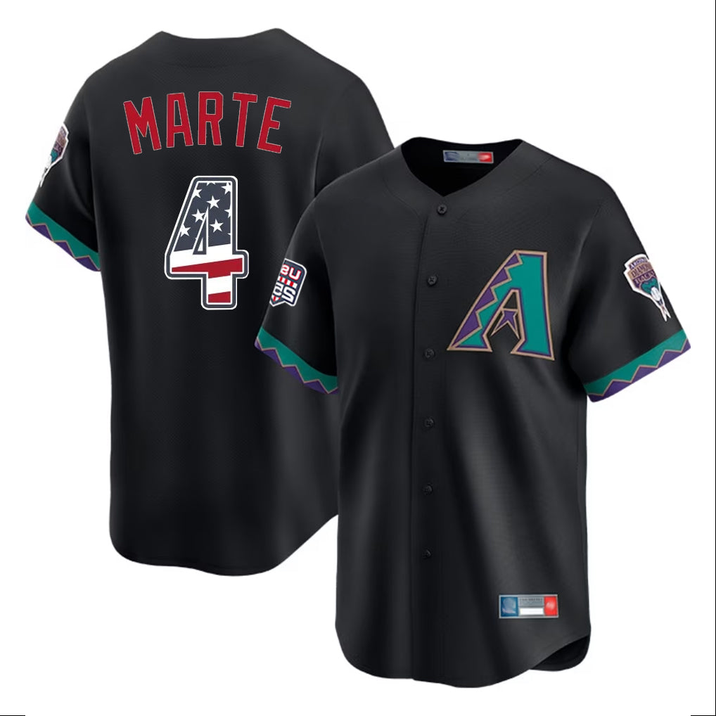A.Diamondbacks #4 Ketel Marte Player Black USA 250 Fourth of July Home Game Ddoa250Ys Stitched Jerseys