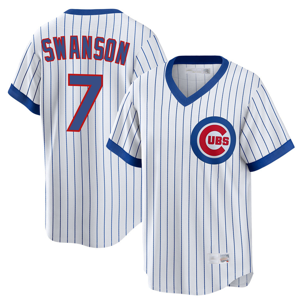 C.Cubs #7 Dansby Swanson Player White T-shirt Cooperstown Collection Limited Ddoa Stitched Jerseys