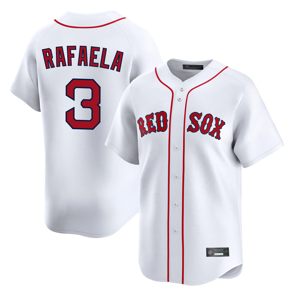 B.Red Sox #3 Ceddanne Rafaela Player White Limited Home Game Ddoa Stitched Jerseys